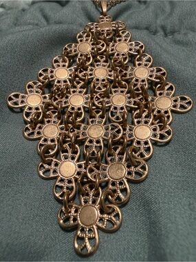 Gold Filigree Statement Pendant Necklace